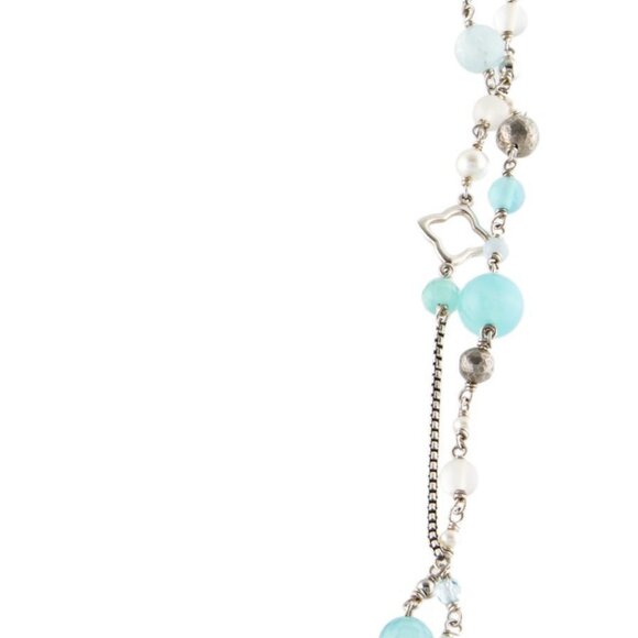 DAVID YURMAN STERLING SILVER 925 PEARL & MULTI-STONE TWEEJOUX STATION NECKLACE - Picture 9 of 10